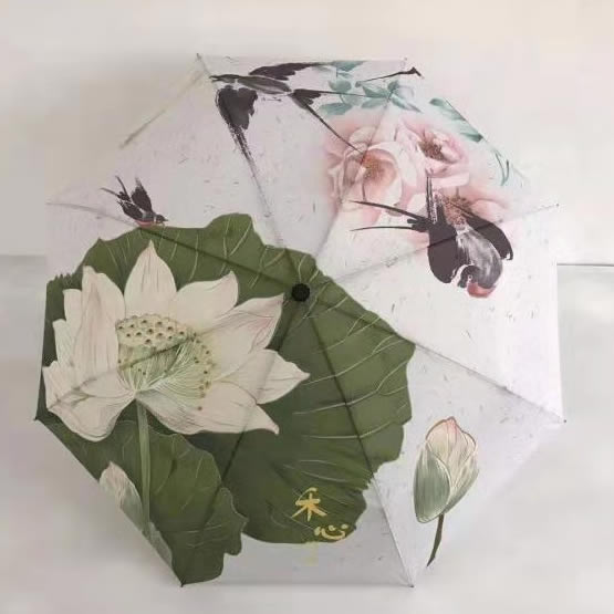 数码印水墨画折叠茄子视频更懂你的APP伞定制
